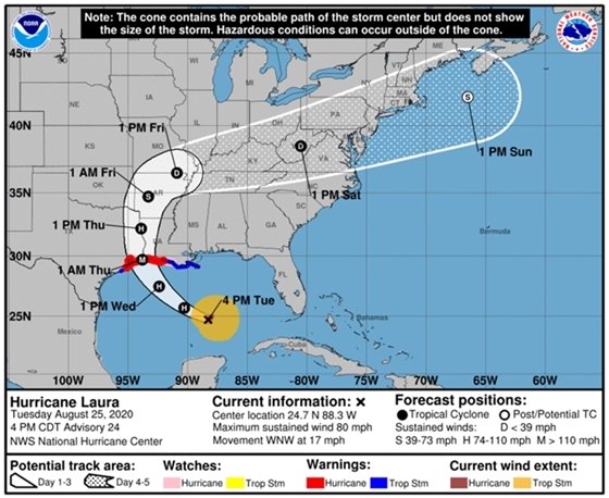 National Weather Service Hurricane Laura Map
