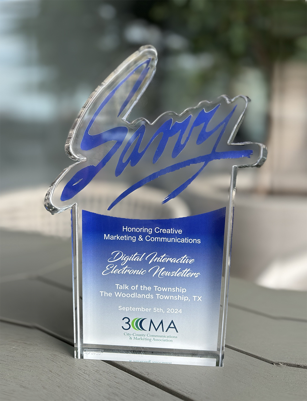 Photo of the 3CMA Savvy Award Trophy