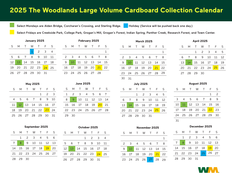 2025 Cardboard Collection Schedule