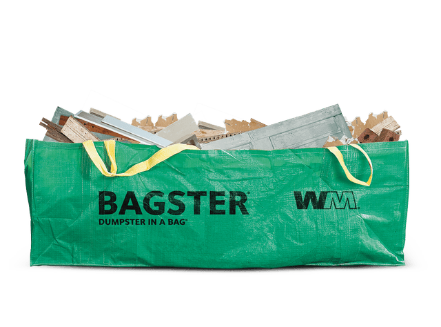 Bagster with trash and debris inside