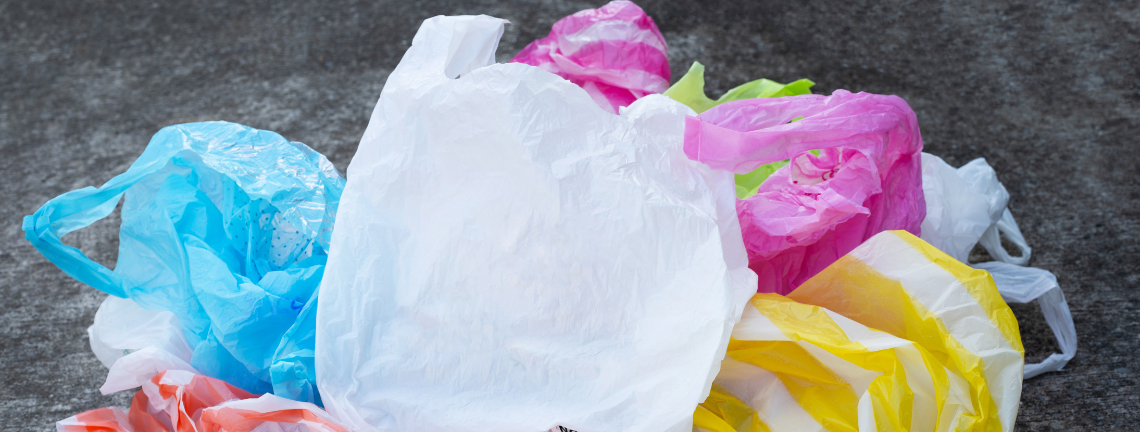 A collection of plastic bags varying in color