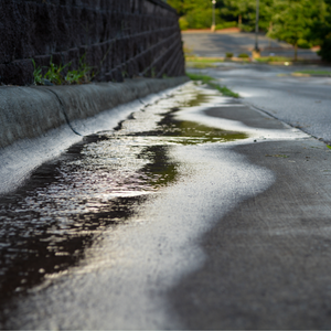 Street with water along the curb