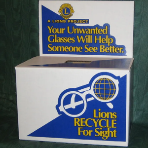 Cardboard eyeglasses collection box for The Lions Club